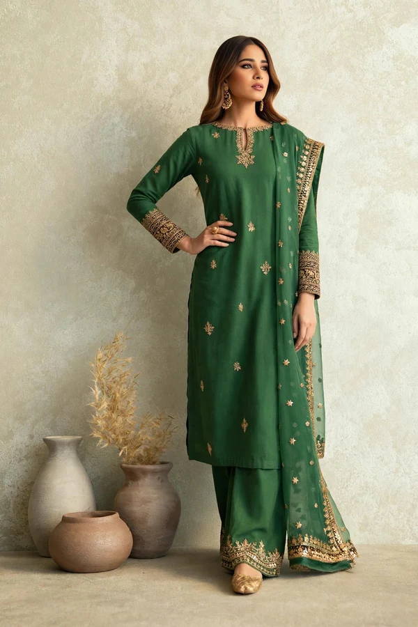 Green Zareen Lawn Suit - Image 4
