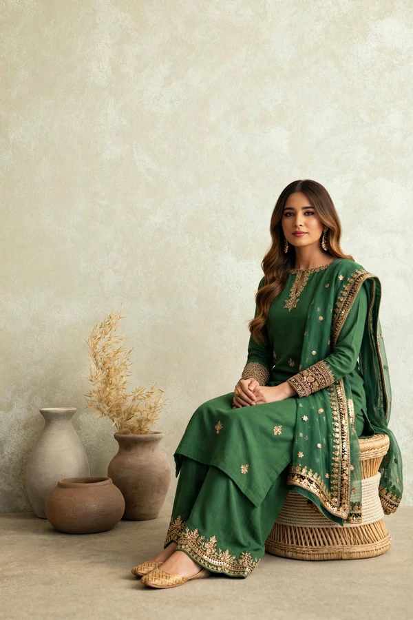 Green Zareen Lawn Suit - Image 2