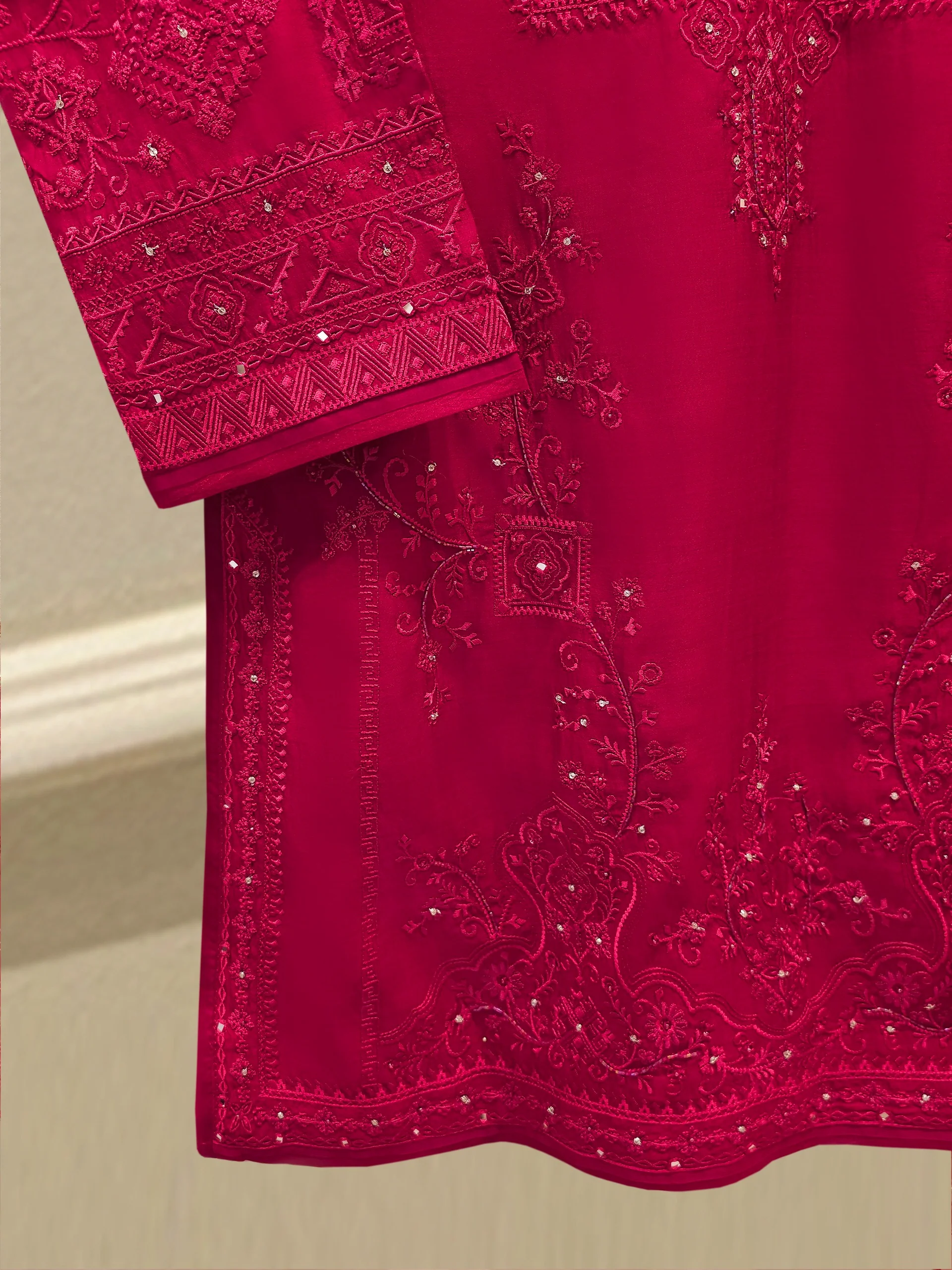 3 Piece - Pure Khaddi Silk Embroidered Suit S115156 - Image 5