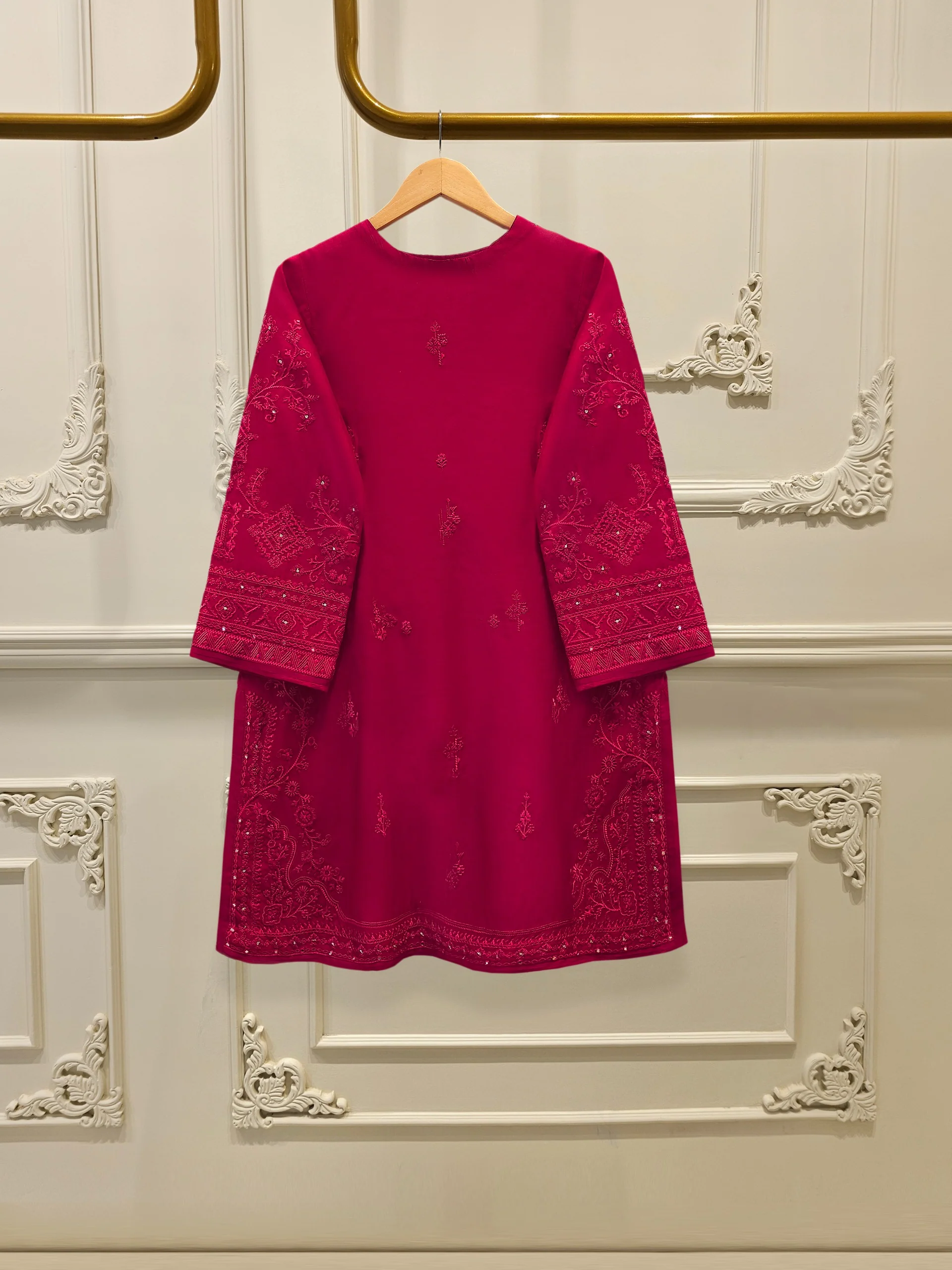 3 Piece - Pure Khaddi Silk Embroidered Suit S115156 - Image 4